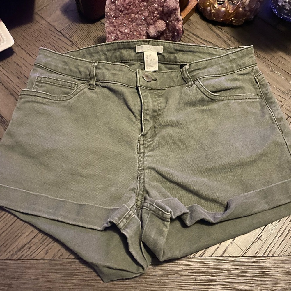 H&M Forest green jean shorts